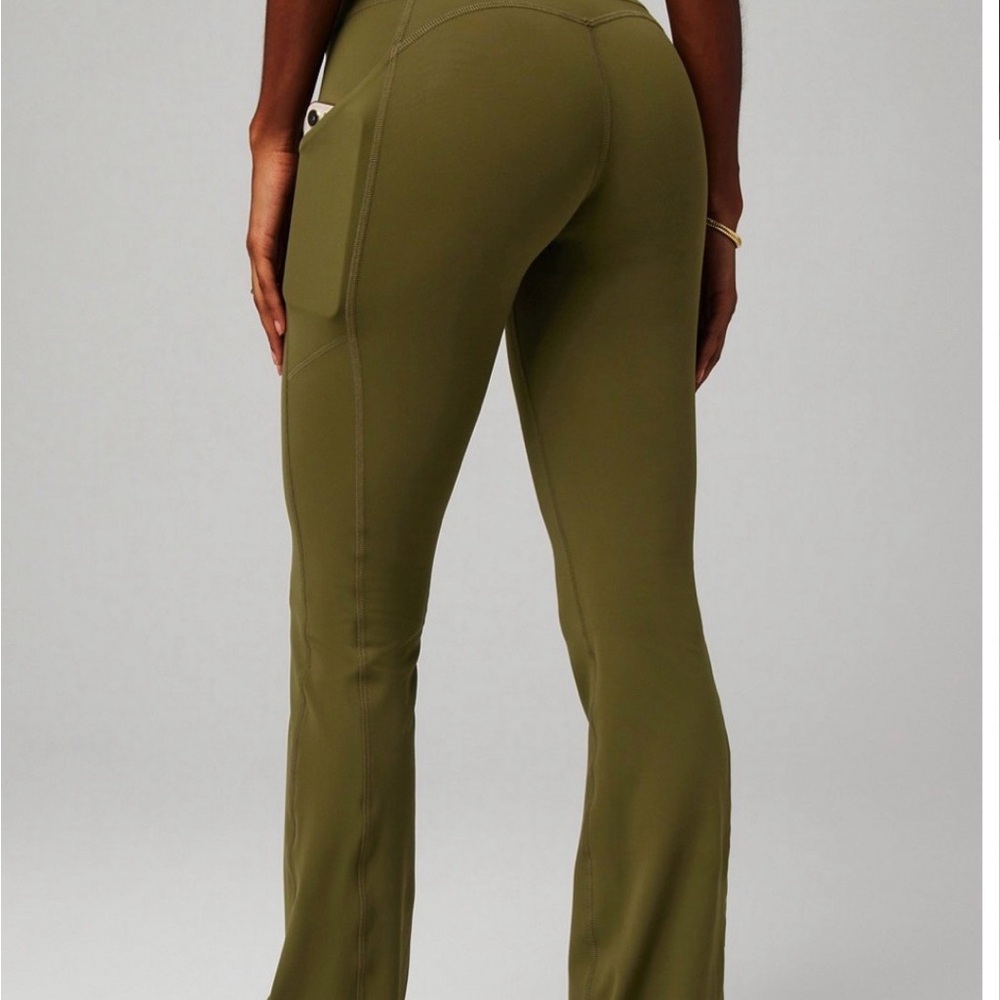 Olive Fabletics PureLuxe High-Waisted Pocketed Kick Flare - Picture 2 of 5